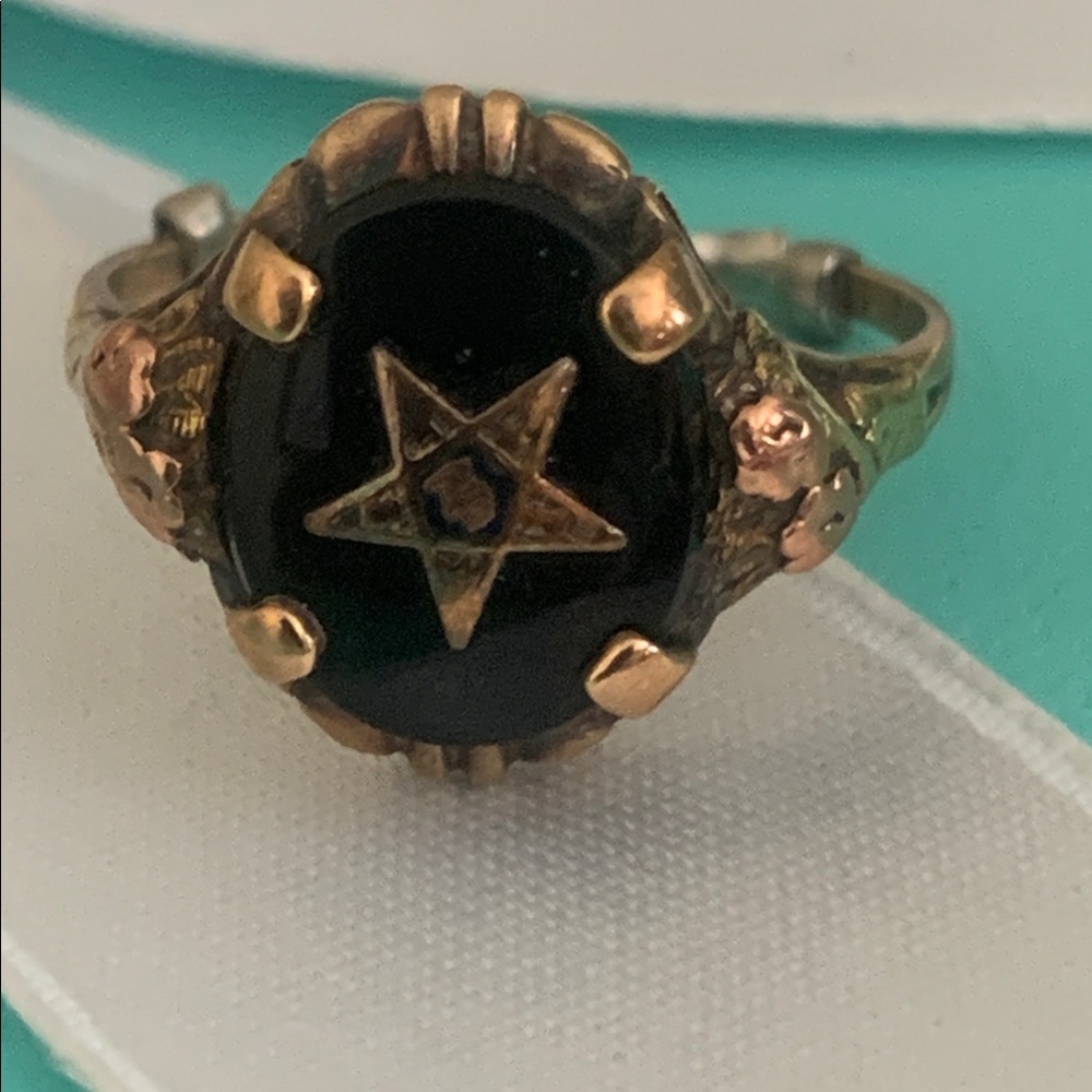 Elegant Black and Gold eastern Star Ring OES vintage 10kt - Picture 2 of 6